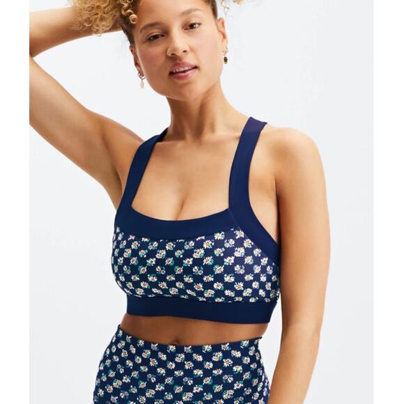 Fabletics Greta Low Impact Sports Bra Size S Daisy Field Navy - Picture 1 of 6